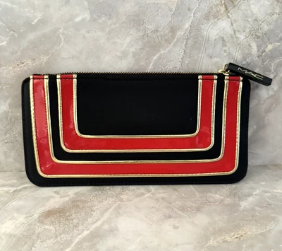 Bolso de Maquillaje MAC Mujer Negro y Rojo con Borde Dorado Estuche de Cosméticos, Cremallera Foto 1 de 4