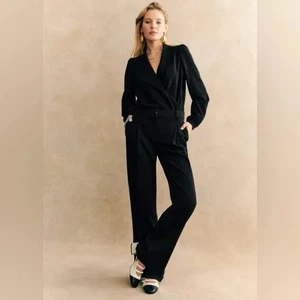 Sezane Giacomo schwarze Hose hoher Bund minimalistisch Arbeit Damen FR 34 US 6 NEU - Bild 1 von 10