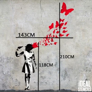 PLANTILLA DE PINTURA MURAL Banksy Butterfly Girl Suicide XL tamaño natural - Imagen 1 de 5