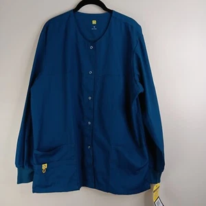 WONDER WINK Jacket Snaps Pockets Long Sleeve Blue Origins Size Medium NWT - Picture 1 of 7