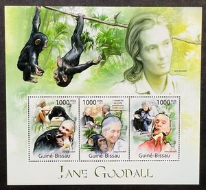 GUINEA BISSAU JANE GOODALL STAMPS 2011 MNH STUDY OF THE CHIMPANZEE WILD ANIMALS - Picture 1 of 1