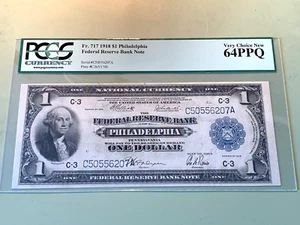 1918 $1 FRBN Philadelphia Fr. 717 - Graded PCGS 64 PPQ Very Choice New - Picture 1 of 2
