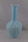 Vase en verre lait bleu Vallerystahl France ~ motif pharaon ~ opaline vers 1907