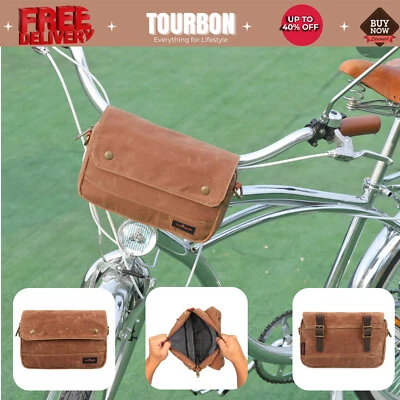 Tourbon Waxed Canvas Bike Handlebar/Saddle Tool Case Frame Pouch Key Bag in USA✅ - Image 1 of 4