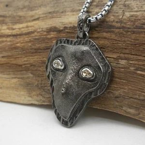 The Healer Large by Keith Jack Sterling Silver Raw Diamonds Eyes & Nose Chained - Picture 1 of 7