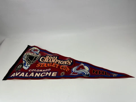 Vintage Colorado Avalanche NHL 2001 Stanley Cup Champions Helmet Logo Pennant Cover