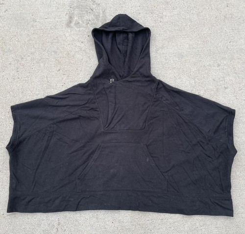 FELPA CON CAPPUCCIO T ALEXANDER WANG CAPE NERO PONCHO CAPPOTTO COTONE Taglia Small