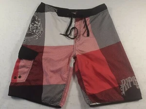 Ripcurl Men's Swim Trunks Pink / Black / White Tie Closure Size 32 - Picture 1 of 9