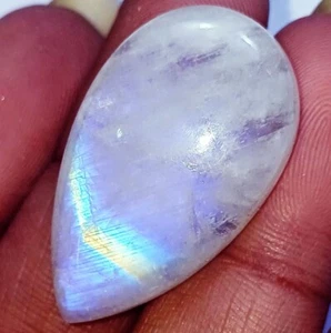 100% Natural White Rainbow Moonstone 39.05 Ct Pear Certified Loose Gemstone - Picture 1 of 6