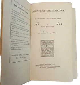 Legends Of The Madonna Anna Jameson 1896 Hardcover Corrected Enlarged Edition - Picture 1 of 12