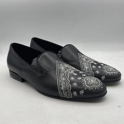 Roberto Cavalli Men's Black Loafers with Paisley Print - Size 43 EU -SKU 13148 - Image 1 of 4