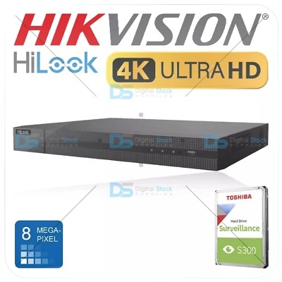 Grabadora HIKVISION HILOOK 8 MP DVR 20U 4-8-16 CANALES 4K HD CCTV Sistema de Seguridad