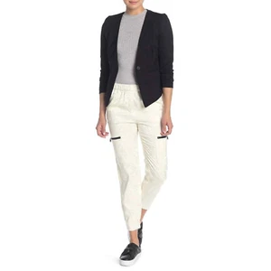 Rachel by Rachel Roy Amalia White Satin Jacquard Joggers M - Picture 1 of 3