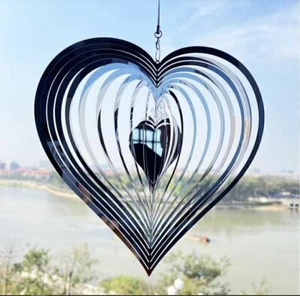 20cm x 20cm Windspiel Ornament Herz Edelstahl Garten - Deko Innen/Außenbereich - Bild 1 von 4