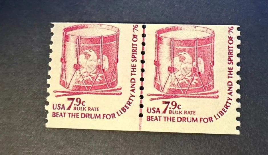 Scott 1615 - Beat The Drum - Americana Series 7.9 cent - Line Pair - MNH - Image 1 of 1