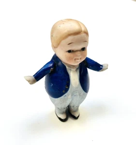 Dollhouse Miniature Bisque Nippon Doll Little Fat Man 3 1/2" Tall Jointed - Picture 1 of 9