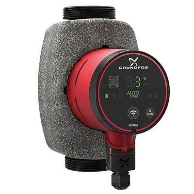 Grundfos Hocheffizienz-Umwälzpumpe Alpha3 32-60 180 mm mit Wärmedämmschale - Bild 1 von 2