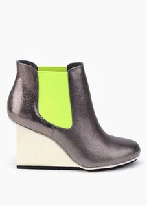 United Nude Solid Chelsea Leather Boots Pewter Silver Neon - Size 10 - RRP $560 - Picture 1 of 8