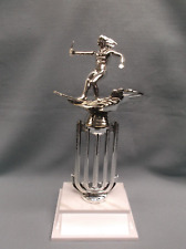 silver female water ski trophy award weighted white base