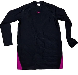 SPEEDO Swim Womens Swimming Long Sleeve T-Shirt Black Rash Guard Top UK M 5 - Picture 1 of 2