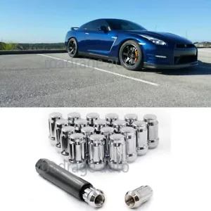 SET OF (20) + KEY 12X1.5 Silver SPLINE Wheel Rim Tuner Lock Lug Nut Bolt AP5655 - Picture 1 of 5