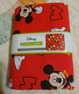 Disney Mickey Mouse Licensed Poplin Red Fabric 1 Yard x 43 Inches New! Free ship - Picture 1 of 6