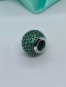 Retired Pandora Pave Lights Charm Silver with Emerald Green CZ 791051CZN - L12 - Picture 1 of 9