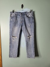 One Teaspoon Man Distressed  Mr Classic Rigid Straight Leg Jeans 36