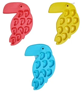SUMMER LIVING 6 x Toucan Plastic  Ice Cube Trays Red Yellow Blue 22 cm Long - Picture 1 of 5