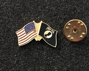 POW MIA US Flag Clutch Back Hat Lapel Pin - Picture 1 of 3