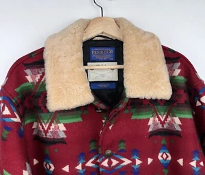 RARE Pendleton Orvis Mens Jacket Coat Shearling Collar Aztec Indian Blanket XXL - Picture 1 of 9