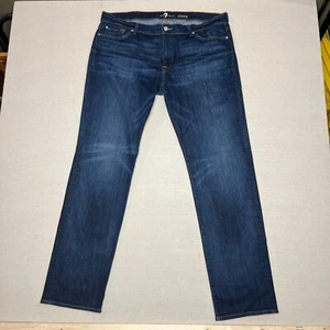 7 For All Man Kind Slimmy Jeans 40 Mens Stretch Dark Wash Straight - Picture 1 of 9