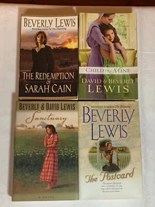 4 Book Set BEVERLY LEWIS, Redemption of Sarah Cain,Postcard,Sanctuary,Child of M - Imagen 1 de 5