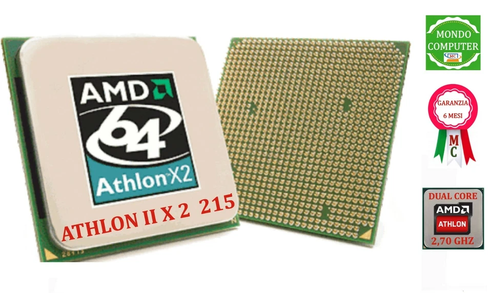 PROCESSORE SOCKET AM2+ AM3 ATHLON II 215  X 2 DUAL CORE _ 2.70 GHZ 64 BIT L3 6MB - Immagine 1 di 1