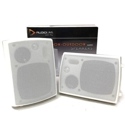 New Audioline Indoor Outdoor Speaker Pair 3-Way 4" Bookshelf Wall / Ceiling Mou - image 1 of 4