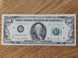 1969 C $100 "STAR NOTE" CLEVLAND DISTRICT D00267452* - Picture 1 of 5