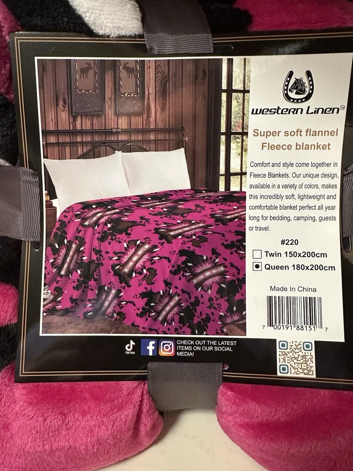 Manta de felpa rosa Western tamaño queen Foto 1 de 1