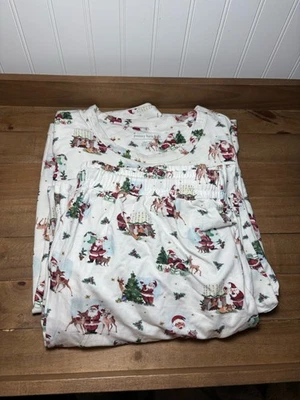 Juego de pijama Pottery Barn Kids Holly Jolly Santa adulto ajuste relajado ~ mediano Foto 1 de 4