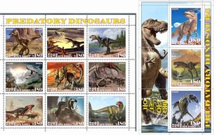 Briefmarkenbogen + Block Raubtierdinosaurier 2020 Korea Ausgabe 8. Art - Bild 1 von 1