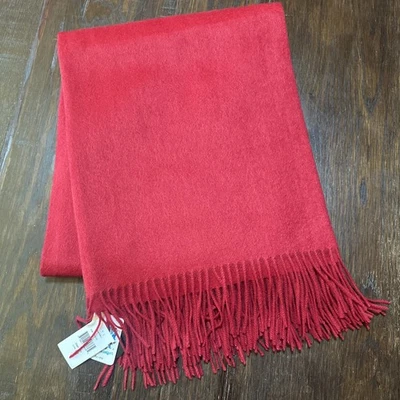 Portolano 1895 Bufanda Envoltura 100% Cachemira Borde Flecos Rojo Ashton Talla 64x51" Nuevo con Etiquetas Foto 1 de 4