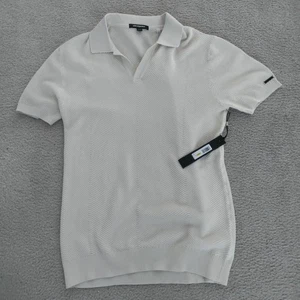 NEW NWT Karl Lagerfeld Medium Beige Textured Polo Cotton Sweater $119 MSRP - Picture 1 of 5