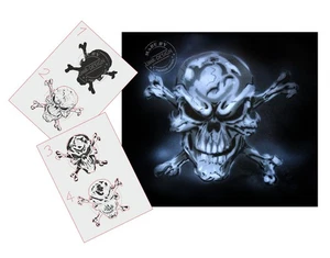 AS-063 Schädel Step by Step Airbrush Schablone für Acryl Spray Wand Tattoo Farb - Picture 1 of 2