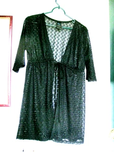 CATALINA BLACK SWIMWEAR SHEER LACE COVERUP SIZE S/CH ( 4-6) CHILD ELASTIC WAIST - Picture 1 of 4