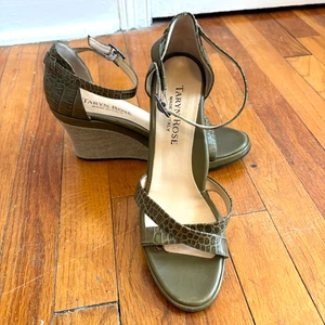 Taryn Rose Damen 8,5 39 olivgrün Schlangenleder Riemchen Sandalen Absatz - Bild 1 von 11