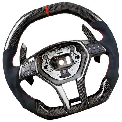 Nuevo volante de fibra de carbono para Mercedes-Benz W204 C63 W212 W218 W207 Foto 1 de 4