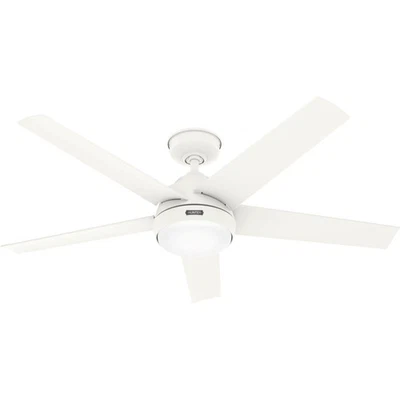 Outdoor Ceiling Fan with Remote Control Marina White LED Light Ventilator IP44 - Image 1 of 4