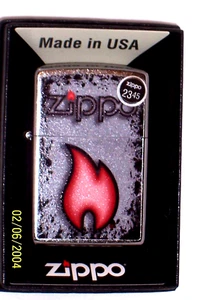 NEW Genuine ZIPPO USA Windproof  Oil Lighter 48576 Flame Design Street Chrome Cs - Picture 1 of 9