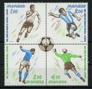 Monaco Soccer Championship Football Cup Sport Spain 1982 Block of 4 Stamps MNH - Picture 1 of 1