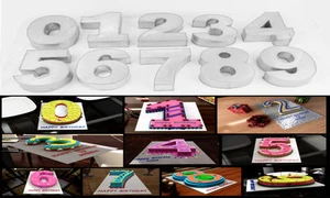 14" 0 TO 9 NUMBER BIRTHDAY ANIVERSARY CAKE TIN PANS 3" DEEP - Picture 1 of 25