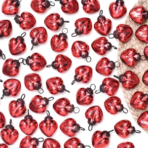25 Red Heart Christmas Ornaments- Vintage Christmas Decorations- Red Heart Chris - Picture 1 of 12
